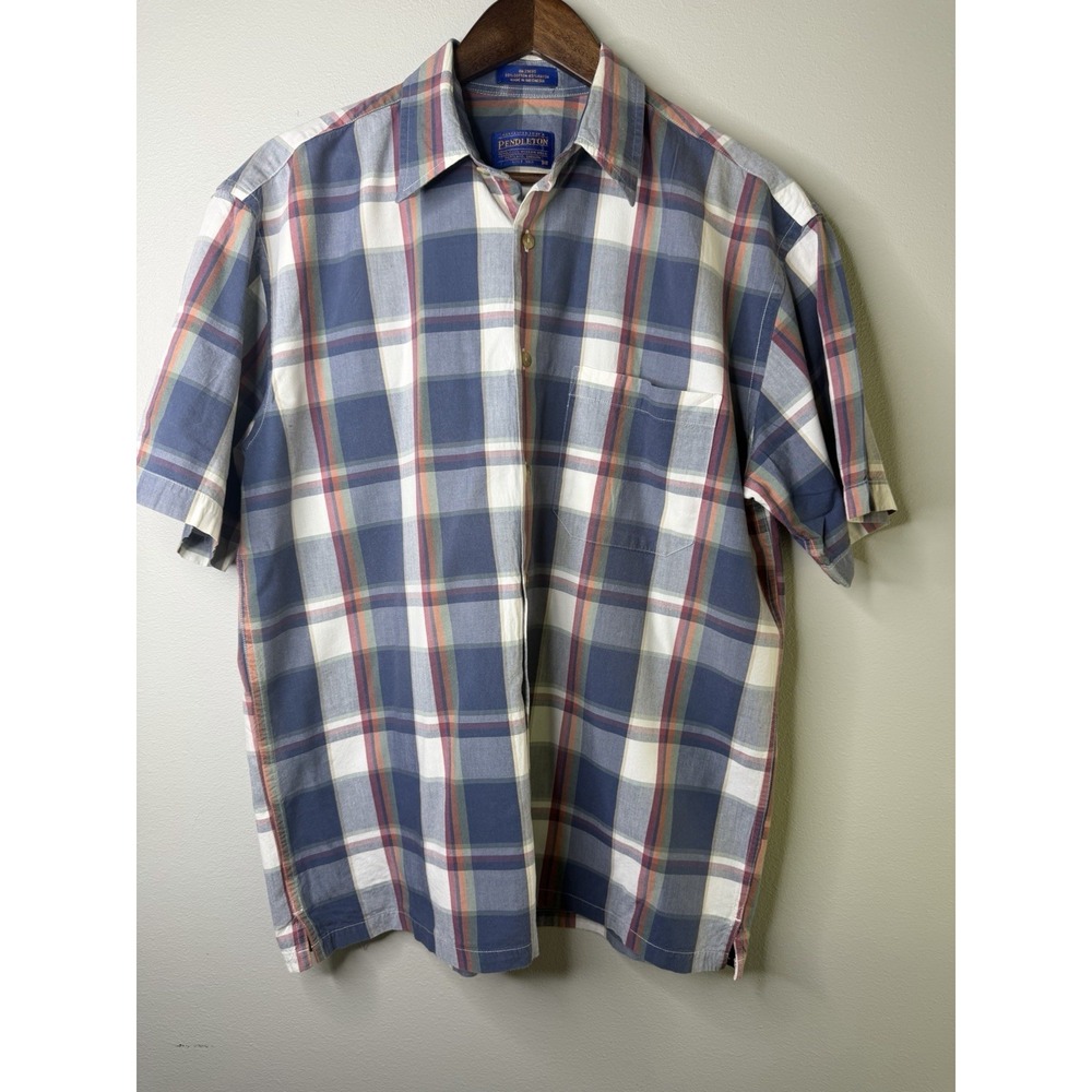 Pendleton Short Sleeve Button Front Plaid Shirt Men's Medium Multicolor